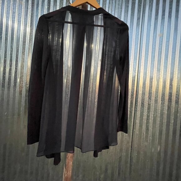 Women's Size Small NIC+ZOE Lightweight Black Flowy Cardigan with Sheer Back - Picture 13 of 16